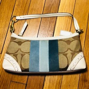 COACH 💙Signature Baguette Bag with suede stripes